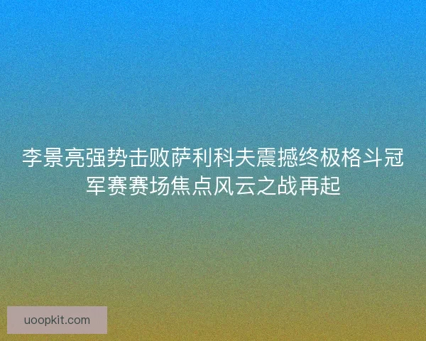 李景亮强势击败萨利科夫震撼终极格斗冠军赛赛场焦点风云之战再起