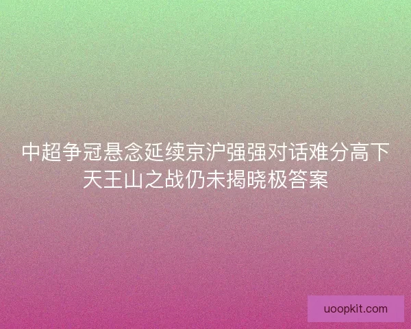 中超争冠悬念延续京沪强强对话难分高下天王山之战仍未揭晓极答案